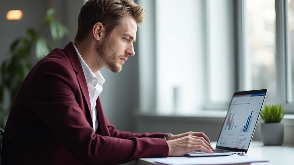 Affärsanalytiker granskar konkurrensövervakning och marknadsdata på digital plattform