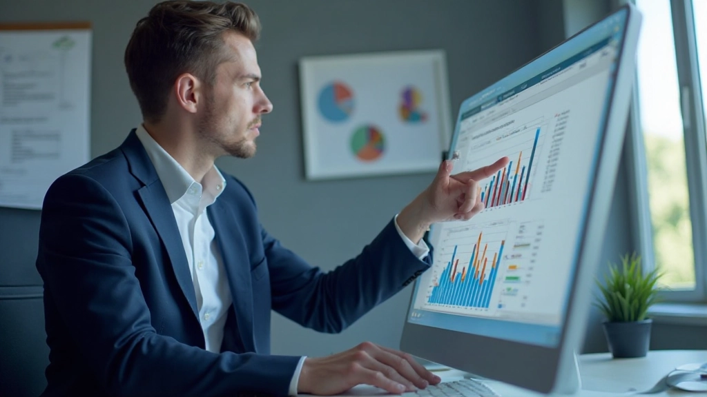 Fokuserad ledare som analyserar strategiska data och KPI:er på sitt arbetsrum