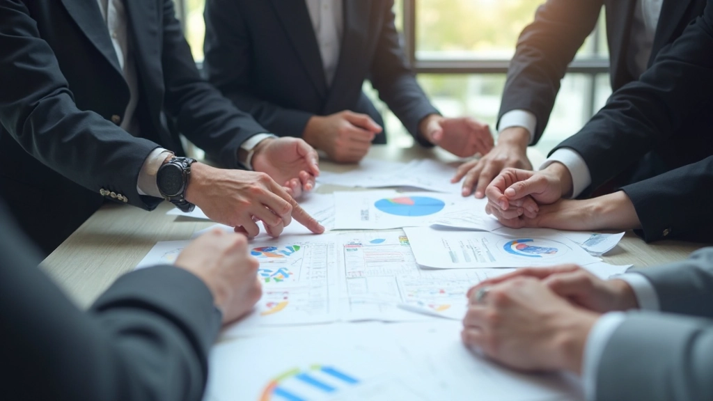 Professionell affärsplanering med strategisk målsättning och taktiska åtgärder visualiserade på papper